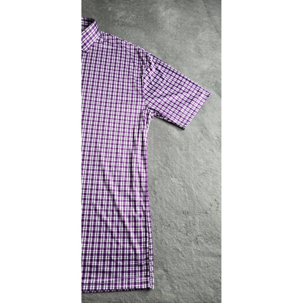 Men's Purple Check Performance Polo - Picture 6 of 16